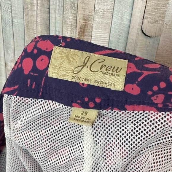 J Crew 29 Mens 9” Stretch Eco Board Shorts Swim Trunk Pink Navy Vines Print $79 - Picture 4 of 6